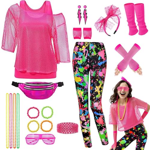 Anraocoss 80er Jahre Outfit Damen Set, L von Anraocoss