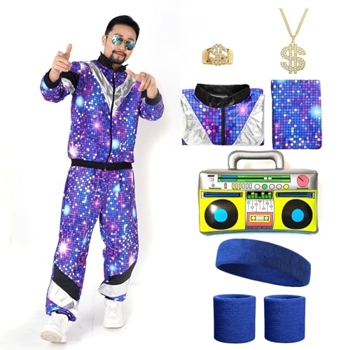 Anraocoss 90er 80er Jahre Outfit Herren Damen Mottoparty Kostüm, L Anraocoss 90er 80er Jahre Outfit Herren Damen Mottoparty Kostüm, L von Anraocoss