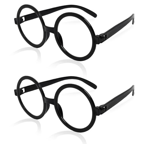 2 Stück Retro Runde Brille für Erwachsene & Kinder – Zauberer Brille ohne Gläser, Brillenrahmen aus Kunststoff für Kostüme, Karneval, Mottopartys, Verkleidungen und Accessoires – Lustiges Geschenk 2 Stück Retro Runde Brille für Erwachsene & Kinder – Zauberer Brille ohne Gläser, Brillenrahmen aus Kunststoff für Kostüme, Karneval, Mottopartys, Verkleidungen und Accessoires – Lustiges Geschenk von Anrbb