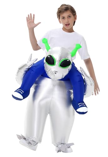 Anroong Aufblasbares Alien-Kostüm für Erwachsene und Kinder, Halloween, aufblasbar, für Herren, Jungen, Cosplay, Party, Verkleidung (Silber-Alien-Kids) von Anroong