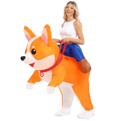 Aufblasbares Halloween-Kostüm für Erwachsene - Hunde-Tieranzug, Corgi-Outfit für Damen und Herren, Lustige Cosplay-Party von Anroong