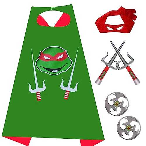Ansamy Ninja Turtles Kostüm Kinder, Kinderkostüm Umhang Set, Cosplay Kostüme mit Maske für Junge Mädchen, Spielzeug & Geschenke für Geburtstag Karneval Party (Set-1) von Ansamy