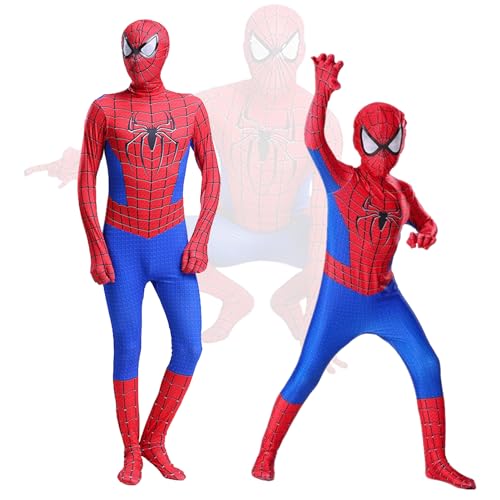 Ansamy Super Kostüm Kinder, Super Cosplay Kostüme Bodysuit für Jungen, 3D Anime Anzug Jumpsuit für Halloween Karneval Cosplay (Rot&blau, 180(175-185 cm)) von Ansamy