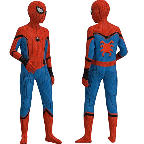 Ansamy Super Kostüm Kinder, Super Cosplay Kostüme Bodysuit für Jungen, 3D Anime Anzug Jumpsuit für Halloween Karneval Cosplay (Rot-blau, 130(125-135 cm)) von Ansamy