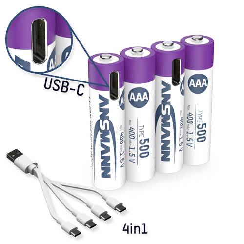 Ansmann LR03 USB-C Micro (AAA)-Akku Li-Ion 500 mAh 1.5V 4St. von Ansmann