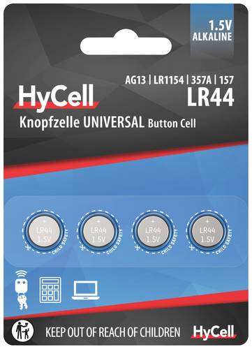 HyCell Knopfzelle LR 44 1.5V 4 St. 140 mAh Alkali-Mangan AG13 von HyCell