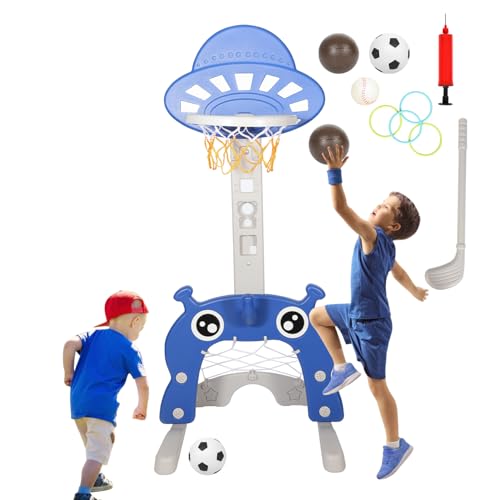 Ansobea Kinder Basketballkorb Set - 4 in 1,Basketballkorb für Kinder,höhenverstellbarer,Fußballtor & Wurfspiel für Kleinkinder - Indoor & Outdoor Sportspielzeug für Jungen und Mädchen Ansobea Kinder Basketballkorb Set - 4 in 1,Basketballkorb für Kinder,höhenverstellbarer,Fußballtor & Wurfspiel für Kleinkinder - Indoor & Outdoor Sportspielzeug für Jungen und Mädchen von Ansobea