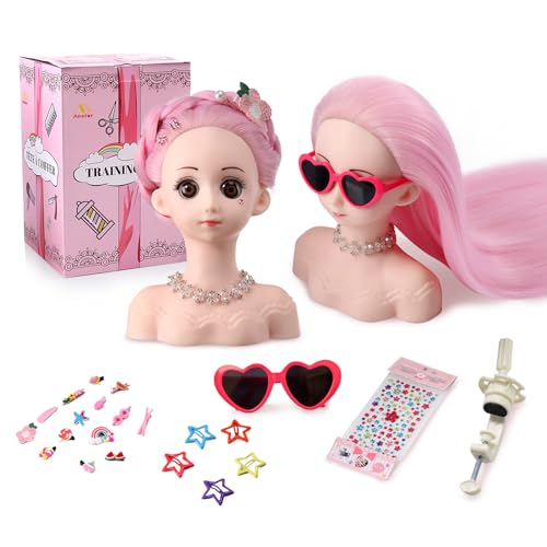 Anstar Frisierkopf Echthaar Kinder Friseurkopf Schminkkopf für Mädchen Styling Head Stylingkopf Puppenschminkkopf für Kinder mit Haarstyling Zubehör Anstar Frisierkopf Echthaar Kinder Friseurkopf Schminkkopf für Mädchen Styling Head Stylingkopf Puppenschminkkopf für Kinder mit Haarstyling Zubehör von Anstar