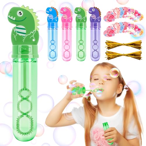 Anstore 8 Stück Seifenblasen Set für Kinder, Dinosaurier Mini Seifenblasen Party Favors für Kindergeburtstage, Seifenblasen Stab für Hochzeit Outdoor-Indoor-Aktivität (mit 10 Geschenkkarte) von Anstore