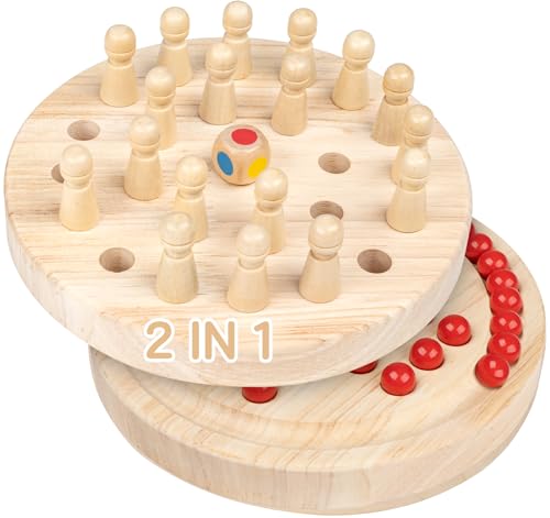 Memory Schach Holz Kinder Gedächtnis Schach lernspielzeug Lernspielzeug Fördert das Gedächtnis und das KonzentrationDoppelseitiges 2 in 1 Gedächtnisschach-Set von Anstore