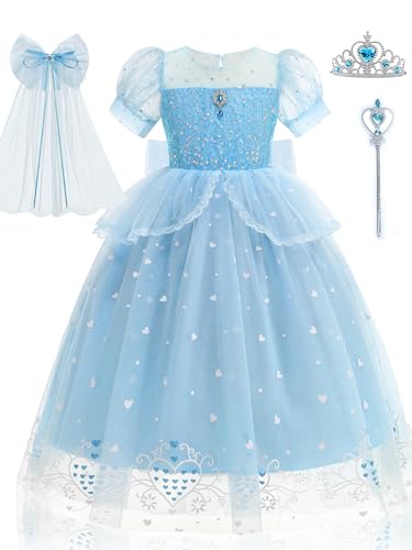 AntDesign Prinzessinnenkleider für Mädchen mit Krone, Zauberstab, Schleife, Drag, Prinzessinnen-Kostüme für Party, Cosplay von AntDesign