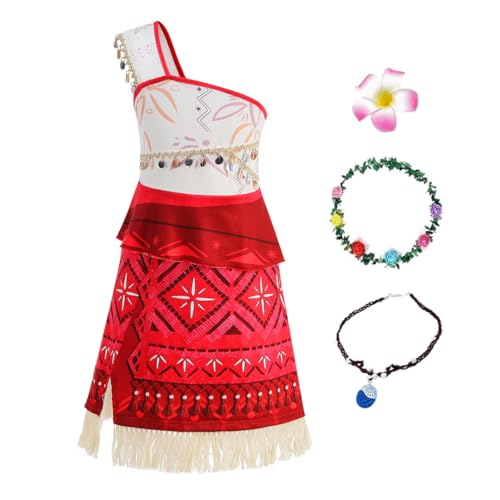 AntDiseno Prinzessinnenkleid für Mädchen - Halloween Kostüm mit Kronen, Haarspange und Blumenkette, Partykleid für Kleinkinder, Kindergeburtstagskleidung von AntDiseno