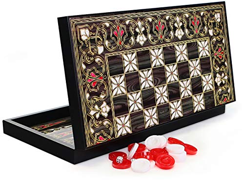 Semus Antep Backgammon Türkische Tavla XXL Intarsien Look Perlmutt Design von Semus