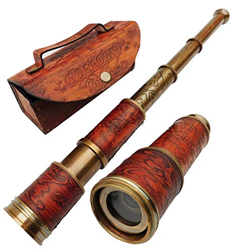 Antique Vibes Retro-Teleskop Pirat Monokular Messing Vintage Spyglass Faltbare tragbare Tasche Kinder Erwachsene Navigation Segeln Nautische Matrosen Geschenke Steampunk von Antique Vibes