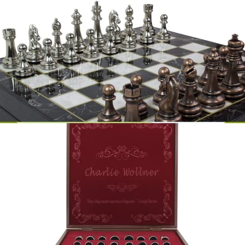 Antochia Crafts Personalisiertes 36 cm großes Schachspiel mit Box, personalisiertem Brett und Metallfiguren – Geschenkidee für Sohn, Ehemann, Vater zum Geburtstag, Jahrestag, Weihnachten Antochia Crafts Personalisiertes 36 cm großes Schachspiel mit Box, personalisiertem Brett und Metallfiguren – Geschenkidee für Sohn, Ehemann, Vater zum Geburtstag, Jahrestag, Weihnachten von Antochia Crafts