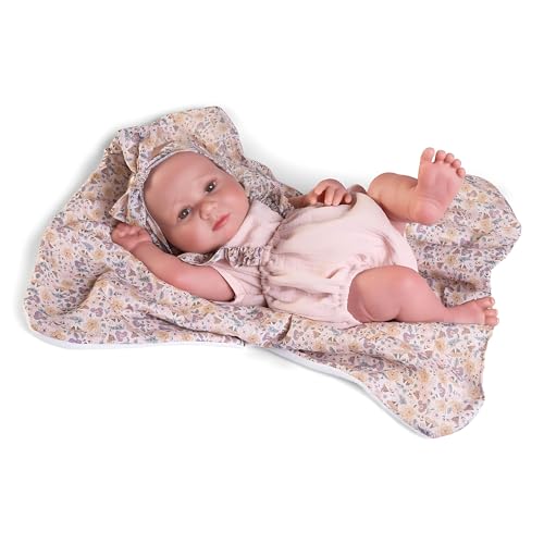 Antonio Juan Puppen | Sweet Reborn Luca mit Blumendecke | Sexuierter und gewichteter Vinylkörper | 42 cm | Ref. 80325 - Kollektion 2024 von Antonio Juan