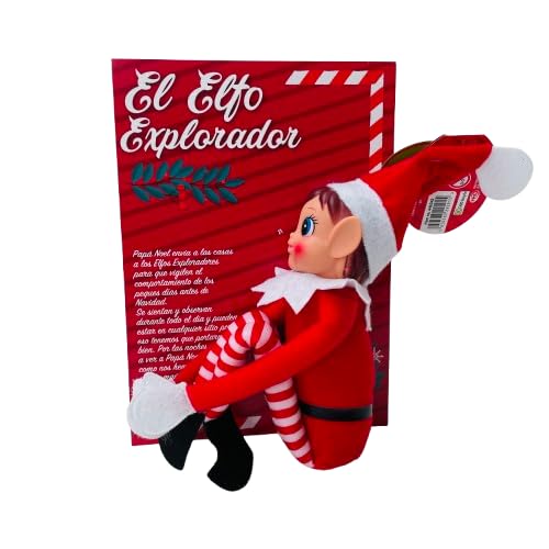 Elfa Explorerin, freche Weihnachtspuppe, Weihnachtselfspielzeug mit rotem und weißem Anzug von Antracita