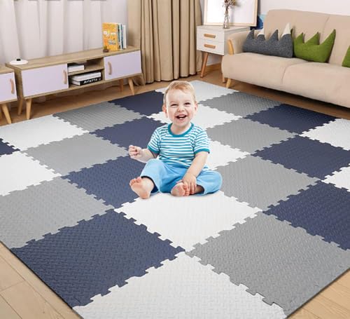 Antrect Puzzlematte Baby Puzzlematte Kinder 18 Teile Schaumstoffmatte Kinderspielteppich Spielmatte Bodenschutzmatte für Baby Kinder, 30 x 30 x 1,2 cm, 1,6m² große Yogamatte von Antrect