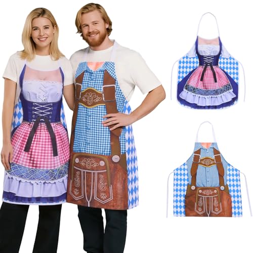 Antsparty 2 Stück Oktoberfest Schürze für Männe Damen, Dirndl Kostüm Outfit, Lustige Bayerische Schürze für für Oktoberfest Outfit von Antsparty