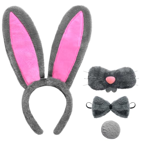 Antsparty 4-teiliges Kaninchen-Kostüm-Set, Hasen-Kostüm für Mädchen und Jungen von Antsparty