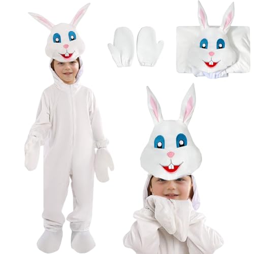 Antsparty Kinder-Osterhasen-Kostüm, weißes Kaninchen-Set, Einteiler für Kinder Antsparty Kinder-Osterhasen-Kostüm, weißes Kaninchen-Set, Einteiler für Kinder von Antsparty