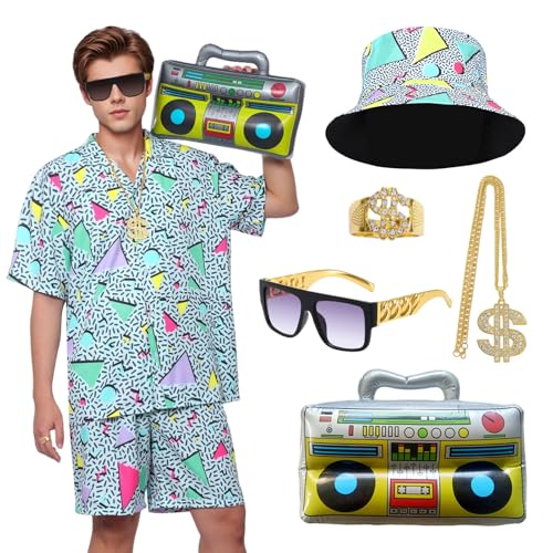 Antsparty Kostüm 80er Jahre Herren Damen, Kostüm 80er 90er Jahre Trainingsanzug mit Hip Hop Hemd Shorts Hut Zubehör Hippie, Badass Kostüme Karneval Disco Antsparty Kostüm 80er Jahre Herren Damen, Kostüm 80er 90er Jahre Trainingsanzug mit Hip Hop Hemd Shorts Hut Zubehör Hippie, Badass Kostüme Karneval Disco von Antsparty
