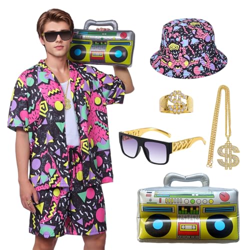 Antsparty Kostüm 80er Jahre Herren Damen, Kostüm 80er 90er Jahre Trainingsanzug mit Hip Hop Hemd Shorts Hut Zubehör Hippie, Badass Kostüme Karneval Disco Antsparty Kostüm 80er Jahre Herren Damen, Kostüm 80er 90er Jahre Trainingsanzug mit Hip Hop Hemd Shorts Hut Zubehör Hippie, Badass Kostüme Karneval Disco von Antsparty