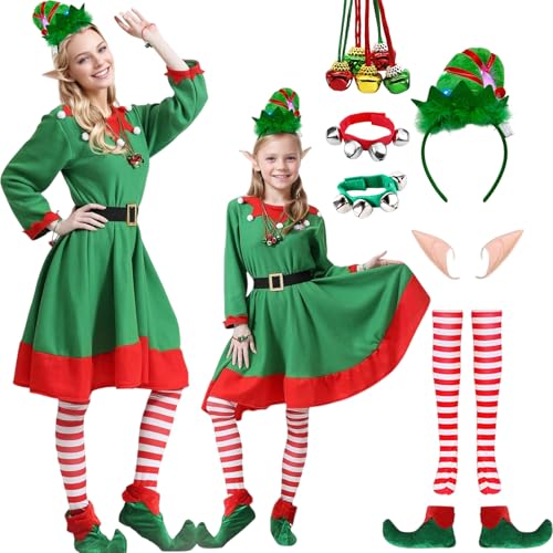 Antsparty Weihnachtself Kostüm Mädchen Damen, Weihnachten Elfenkostüm mit Elfenmütze Haarband Elfenohren Schuhe Socken Glockenarmband, Weihnachts Elfen Kostüm für Weihnachten Party Antsparty Weihnachtself Kostüm Mädchen Damen, Weihnachten Elfenkostüm mit Elfenmütze Haarband Elfenohren Schuhe Socken Glockenarmband, Weihnachts Elfen Kostüm für Weihnachten Party von Antsparty