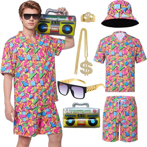 Antsparty Retro 80er 90er Jahre Outfit für Herren, 80er Jahre Verkleidung mit Sportbekleidung, Jacke, Hose, Hut und Brille Antsparty Retro 80er 90er Jahre Outfit für Herren, 80er Jahre Verkleidung mit Sportbekleidung, Jacke, Hose, Hut und Brille von Antsparty