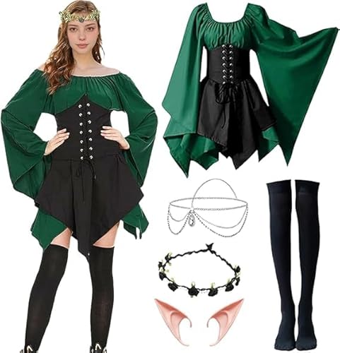Antsparty Traditionelles irisches Kleid für Damen, traditionelles irisches Renaissance-Kleid, mittelalterliches Renaissance-Kostüm für Damen, für Halloween, Karneval, Cosplay, Party Antsparty Traditionelles irisches Kleid für Damen, traditionelles irisches Renaissance-Kleid, mittelalterliches Renaissance-Kostüm für Damen, für Halloween, Karneval, Cosplay, Party von Antsparty