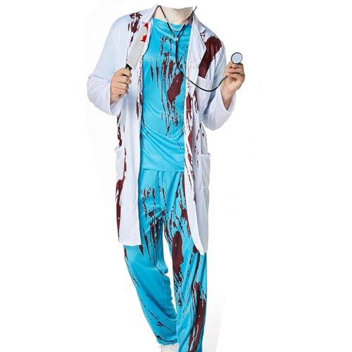 Antsparty Zombie Arzt Kostüm Herren, Halloween Doktor Kostüm von Antsparty
