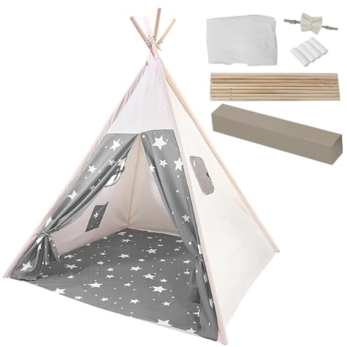 Anttyscar Kinder Tipi Zelt,Sternen klassisches indisches Spielzelt für Kinder,Kinderzelte aus für Mädchen und Jungen mit Tragetasche,faltbares Spielhaus für drinnen oder draußen Anttyscar Kinder Tipi Zelt,Sternen klassisches indisches Spielzelt für Kinder,Kinderzelte aus für Mädchen und Jungen mit Tragetasche,faltbares Spielhaus für drinnen oder draußen von Anttyscar
