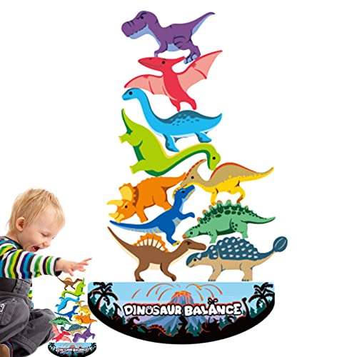 Anulely Bausteine für stapelbares Dinosaurier-Spielzeug – Holzspielzeug zum Stapeln von Dinosauriern, Lernspielzeug für Vorschule, verschleißfest, Wettbewerbsspiel von Anulely