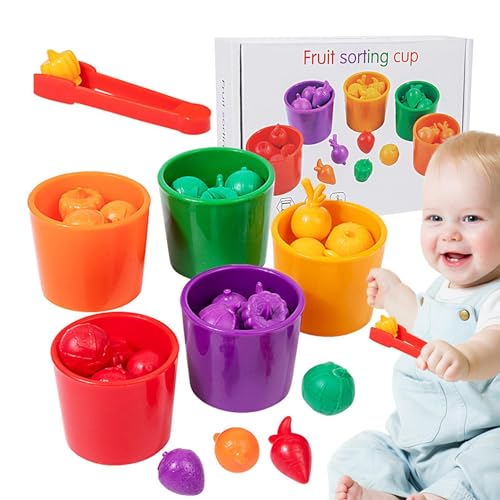 Anulely Farbsortierspiel, Klassifizierung der Farben von Früchten, Lernspielzeug zur Farbsortierung, Spielzeug zum Zählen von Früchten, Sortierspiel von Anulely