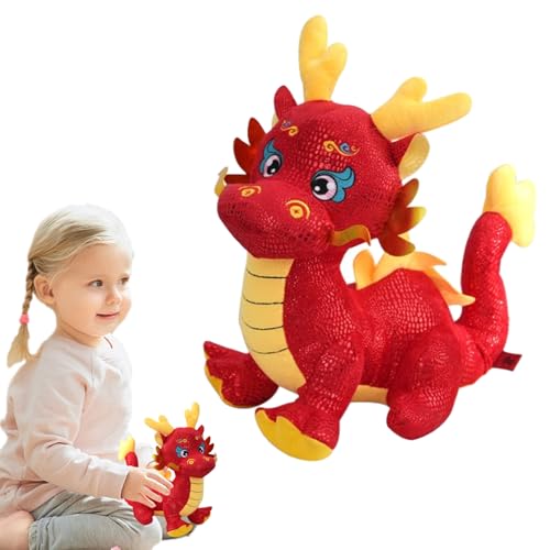 Anulely chinesischer Drachendekor, Plüsch Drachen Plüschfigur, weiche rote gelbe Figur, chinesische Drachen Maskottchen Partyzubehör, Frühlingsfeier und Souvenir-Ornament Anulely chinesischer Drachendekor, Plüsch Drachen Plüschfigur, weiche rote gelbe Figur, chinesische Drachen Maskottchen Partyzubehör, Frühlingsfeier und Souvenir-Ornament von Anulely