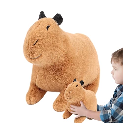 Capybara aus Plüsch, Capybara aus Plüsch – Plüschkissen für Tiere aus Capybara Orange | orangefarbenes Plüschkissen für die Innendekoration, weiche Tiere für Erwachsene und von Anulely