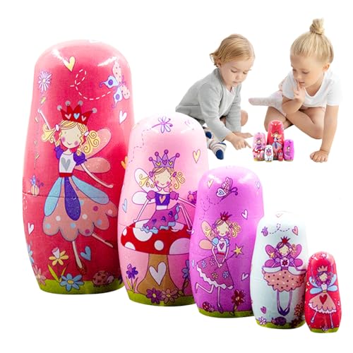 Matrjoschka Russische Puppen aus Holz – Russische Matrjoschka-Puppen – Lernspielzeug, stapelbares Puppen-Set, pädagogisches Spielzeug, stapelbares Spielzeug für von Anulely