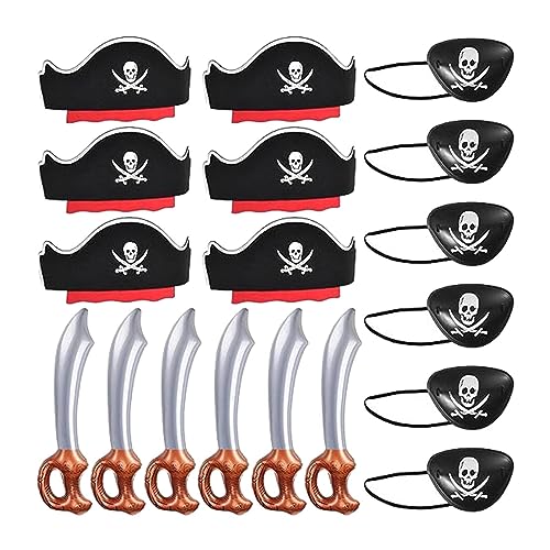 Piraten-Party-Set, Piraten-Cosplay-Zubehör für Halloween | Aufblasbare Schwerter für Piratenaugen, Halloween, für Cosplay-Party von Anulely