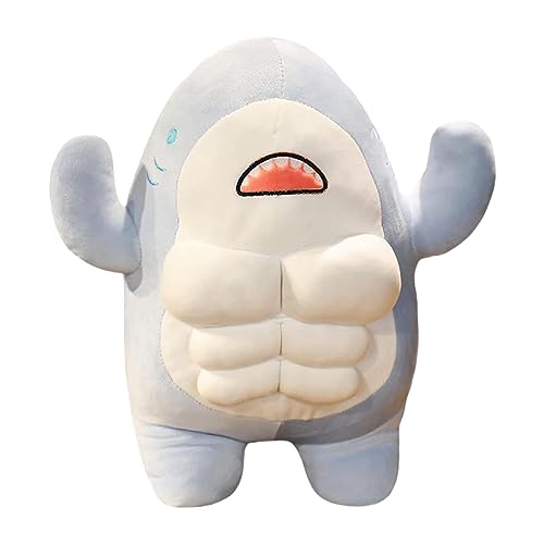 Plüschtier Hai Buff, schönes Plüschtier Muscle Shark Tier, 43,9 cm, Whale Shark Plüschpuppe, Spielzeug, Shark, Kissen für Freundin, Mädchen, Erwachsene, Zuhause von Anulely
