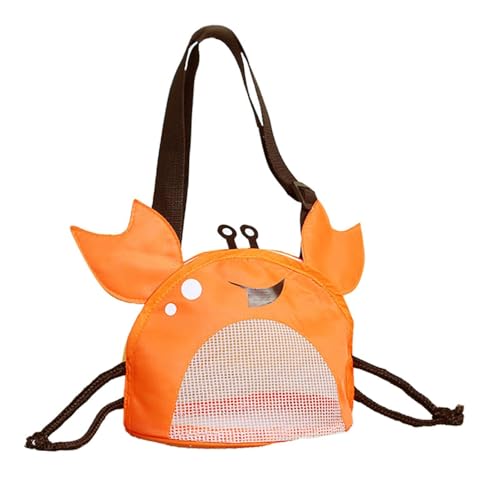 Strandtasche, Netz-Tragetasche, Strandtasche für Kinder, Muschelsammeltaschen mit niedlicher großer Krabbenform, Sandspielzeug-Tragetasche, Strandzubehör für Kinder, Jagd Muscheln im Sand von Anulely
