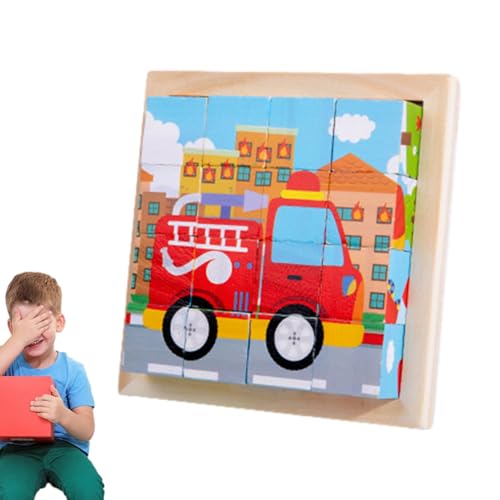 Würfelpuzzle – Lernpuzzle, Würfel-Puzzle für das Vorschulalter, 6 Puzzles in 1 (16 Stück), Lernpuzzle mit Aufbewahrungstablett von Anulely