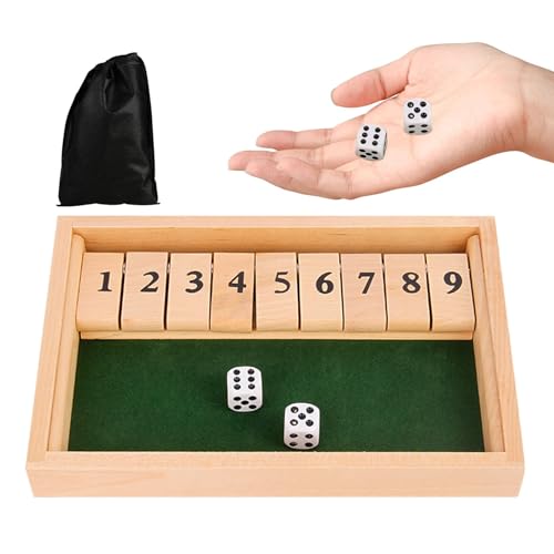 Shut The Box Spiel mit Kordelzug Tasche, Klassisches Holz Brettspiele Würfelspiel, Klappbrett Mathematik Lernspielzeug, 2 Spieler Heimtischspiel Mathespiele Unterhaltungsspiele Shut The Box Spiel mit Kordelzug Tasche, Klassisches Holz Brettspiele Würfelspiel, Klappbrett Mathematik Lernspielzeug, 2 Spieler Heimtischspiel Mathespiele Unterhaltungsspiele von Anwangda