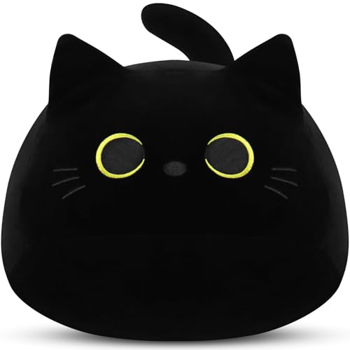 Anyhot 18,9 Zoll Schwarze Katze Plüschtier Kawaii Kuscheltier, Weiches Stofftier Kopfkissen Gefüllte Puppe Tier Kissen, Süße Dekoratives Kissen für Kinder Halloween Weihnachten Geschenk Anyhot 18,9 Zoll Schwarze Katze Plüschtier Kawaii Kuscheltier, Weiches Stofftier Kopfkissen Gefüllte Puppe Tier Kissen, Süße Dekoratives Kissen für Kinder Halloween Weihnachten Geschenk von Anyhot