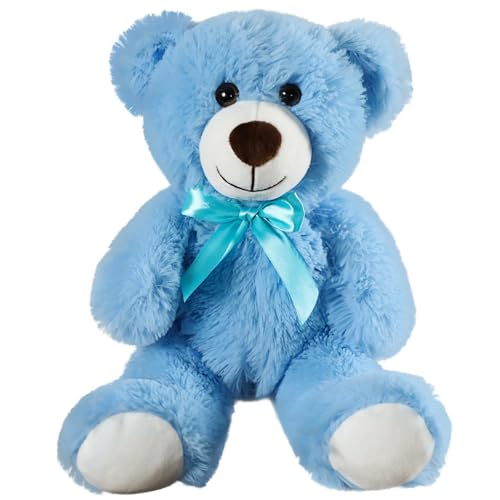 Anyhot Teddybär gefülltes Tier Plüschtier Geschenk für Kind Freundin, 35 cm gefüllte Bären für Weihnachten Valentinstag Geburtstag Hochzeitsfeier（Blau,1Pcs） von Anyhot