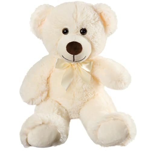 Anyhot Teddybär gefülltes Tier Plüschtier Geschenk für Kind Freundin, 35cm gefüllte Bären für Weihnachten Valentinstag Geburtstag Hochzeitsfeier（Weiß,1Pcs） von Anyhot