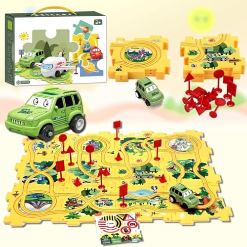 Neues Puzzle-Spielauto für Kinder, elektrischer Trolley zum Basteln für Kinder (gelber Dinosaurier) von Anyhot