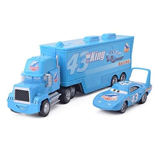 Pixar Cars 3 2pcs Chick Hicks Lightning McQueen Uncle Container Truck 1:55 Diecast Metal Modle Spielzeug Geburtstagsgeschenk für Kinder (Color : The King) von Anyhot