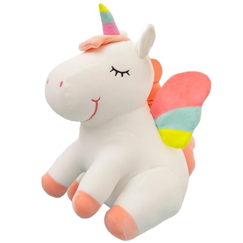 Plüschtier Pony mit Regenbogen-Flügeln und Flügeln Kawaii für Kinder, 25 cm, Weiß (25 cm) von Anyhot
