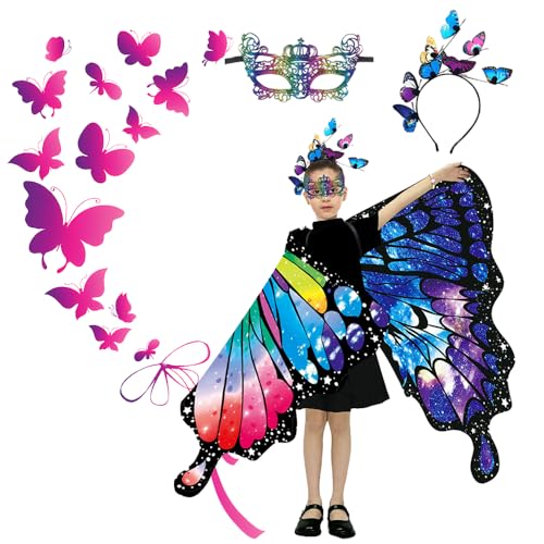 Anyingkai Schmetterling Kostüm Kinder,Doppelseitige Kostüm Kinder Schmetterling,Schmetterlingsflügel Mädchen,3PCS Schmetterling Flügel Umhang Set,Für Karneval Fasching Halloween Anyingkai Schmetterling Kostüm Kinder,Doppelseitige Kostüm Kinder Schmetterling,Schmetterlingsflügel Mädchen,3PCS Schmetterling Flügel Umhang Set,Für Karneval Fasching Halloween von Anyingkai