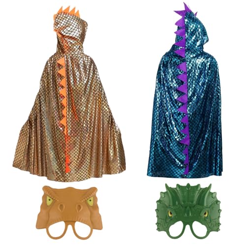 Dinosaurier umhang kinder,Dinosaurier cape mit Maske,Dinosaurier Kostüm Fasching,Dinosaurier kostüm umhang kinder,Dinosaurier umhang kostüm,Drachen kostüm kinder jungen,Geeignet für Höhe 100-150cm von Anyingkai